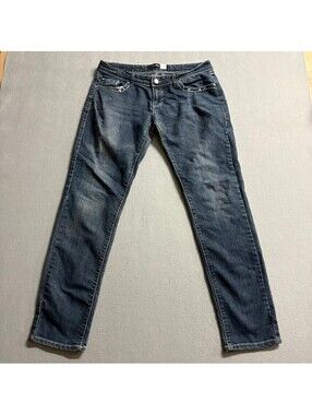 U-51 Jeans Womens 11/12 Blue Denim Embellished Studded Pockets Stretch Skinny